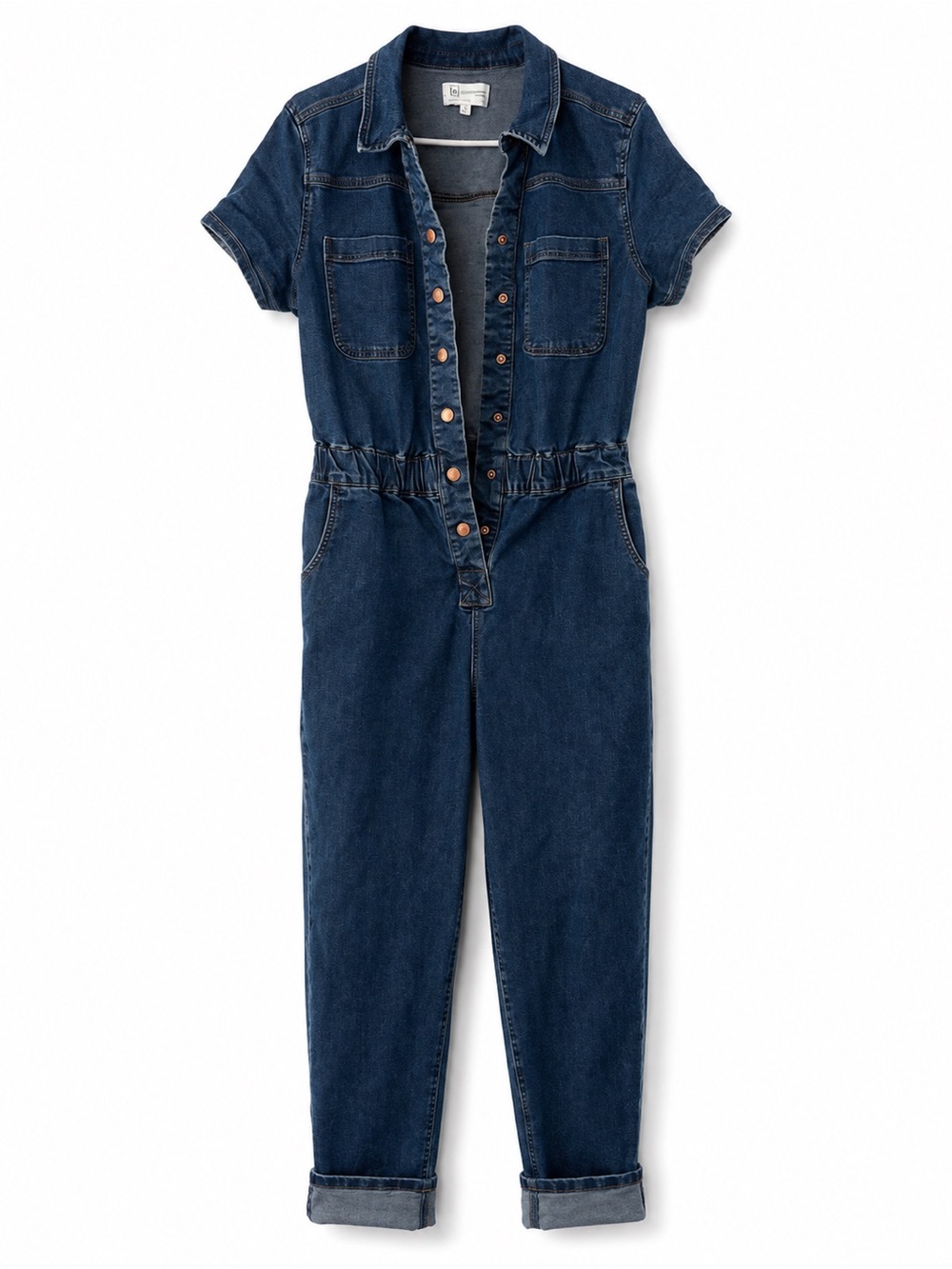 Denim Button-Front Jumpsuit